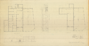 2406 Tekening met gevels en plattegronden van de opmeting van de rijwielfabriek BATO aan het Molenstraatje, calque, 1958