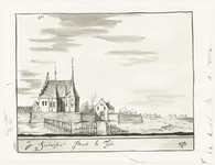541 Een tekening van de Zandwijkse Poort in Tiel gezien vanaf de Waalzijde, , , [1750]