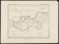 8 Een gemeente kaartje van Maurik. De gemeente grens is ingetekend en ingekleurd, 1865