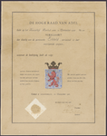 1984 Diploma verleend door de Hoge Raad van Adel van het wapen van de gemeente Ammerzoden