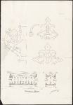 759 Een prent naar een tekening van een balustrade en in detail van ornamenten van het Weeshuis in Buren, plaat 151, ...