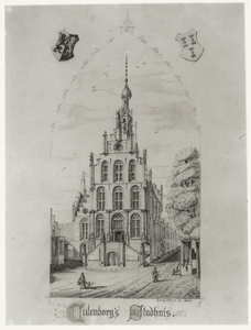 90 Het stadhuis van Culemborg aan de Markt in 1868