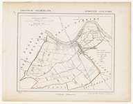 124 Een gemeente kaartje van Culemborg. De gemeentegrens is ingetekend en ingekleurd, 1867