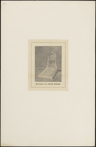 192 Krantenfoto van het monument te Vlissingen op 8 mei 1890 onthuld, in de vorm van een liggende en staande grafsteen.