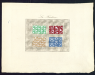 8254 De voorstelling op dit borduurpatroon bestaat uit een rechthoek met vier motieven in groenwit, roodwit, beigewit ...