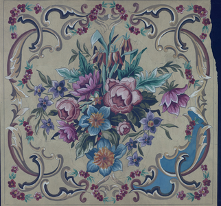 8002 De voorstelling op dit borduurpatroon bestaat uit een boeket bloemen in het midden: roze, blauwe en lila bloemen. ...