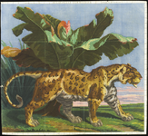 8029 Dit is een borduurpatroon voor tapisseriewerk: een panter bij een bananenboom, 1856-57
