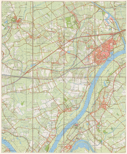 129 Een topografische kaart van Tiel en omgeving met het gebied tussen de hoekpunten Buren en Tiel, Hurwenen en Wamel, 1966
