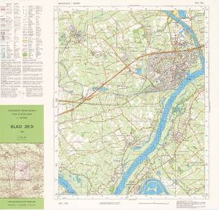 136 Een topografische kaart van Tiel en omgeving met het gebied tussen de hoekpunten Buren en Tiel, Hurwenen en Wamel. ...