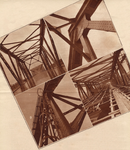 361 Bouw verkeersbrug, collage van vier foto's over de staalconstructie