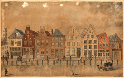  Aquarel van de huizenrij aan de zuidzijde van de Markt te Zaltbommel, Markt te Zaltbommel, [1822]