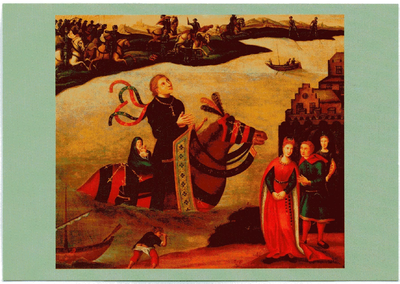 5-10000 Schilderij verbeeldende de legende van ridder Fulco, stichter van de Abdij van Berne, 16e eeuw
