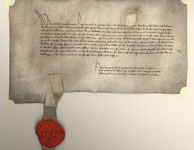 110 Akte, waarbij hertog Reinald IV Tiel bevestigt in de rechten, welke zij ontvangen hebben van de hertogen Eduard en ...