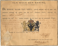 1024 Diploma verleend door de Hoge raad van Adel van het wapen van de gemeente Tiel