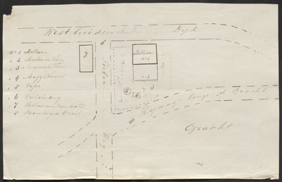 8219 Situatieschets van Bellevue en grond daarachter voor aanvraag stuk grond , , , 1864