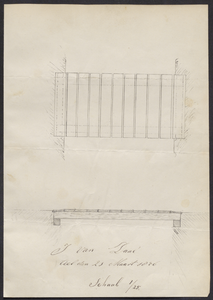 8257 Eenvoudige schets behorend bij de aanvraag van J. van Daal om brug te bouwen in de Plantage te Tiel, , , 1876