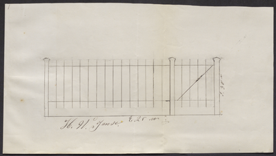 8332 Eenvoudige schetstekening, behorend bij een verzoek van H.W. Jansen tot plaatsen van een hek in de Plantage, wijk ...