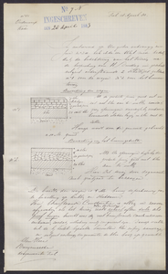 8338 Detailtekeningen behorend bij een verzoek van de Waterstaat over de aanleg van wegen op de Nieuwe Kade, , , 1883