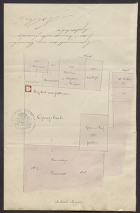 8346 Plattegrond van de binnenplaats van de voormalige kazerne aan het Hoogeinde, behorend bij een brief van ...