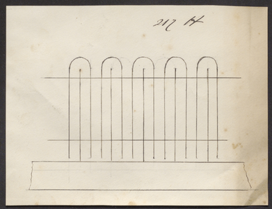 8350 Eenvoudige tekening van een hek, behorend bij een verzoek van J.H. van de Kolk, Tielseweg, , , 1884
