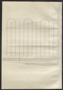 8381 Tekening behorend bij de aanvraag van G.Th. Stout voor het plaatsen van een ijzeren hek aan de Konijnenwal, ...