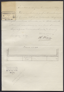 8590 Tekening behorend bij een verzoek van H. Keunen tot het wijzigen van een stoep in de Waterstraat, , , 1889