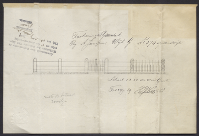 8601 Tekening behorend bij de aanvraag van A. Jansen voor het plaatsen van een ijzeren hek te Zandwijk, , , 1889