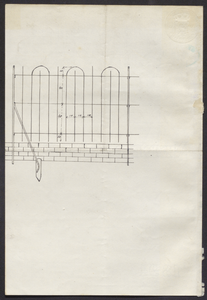 8831 Tekening behorend bij de aanvraag van C.W. van der Veen voor het plaatsen van een ijzeren hek te Zandwijk, , , 1894