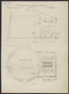 8948 Tekening behorend bij een rapport van de Waterleiding Tiel, waarop een ontijzeringsmachine afgebeeld is, , , 1897