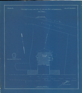 505 Situatieschets met doorsnede riool, Ontwerp voor den bouw van een Burgerweeshuis te Tiel, blad 5, 1904