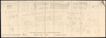 1078 Plattegrondkaart van de binnenstad van Tiel, met een overzicht van de herverkaveling van de binnenstad, waarop de ...