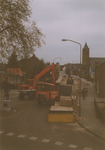Lie 415 Renovatie Dorpsstraat. Werkzaamheden aan de zijde van het oude gemeentehuisLinks op de voorgrond de ...