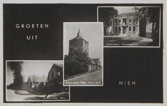 0369-261 Met woningen aan de Groenestraat, Nederlands Hervormde Kerk Hien en gemeentehuis