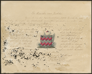 878 Diploma, akte houdende verklaring van de minister van justitie van het wapen van het 'Kollegie van Dijkgraaf en ...