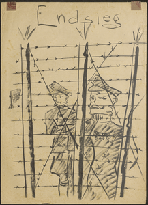 956 Een tekening met een sterk symbolisch en ironisch karakter gemaakt door Wim Daalderop in de oorlogsjaren 1940-1945. ...