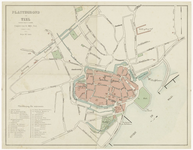26 Een plattegrond van Tiel, met een legenda van de belangrijke plaatsen en gebouwen in de stad, 1905