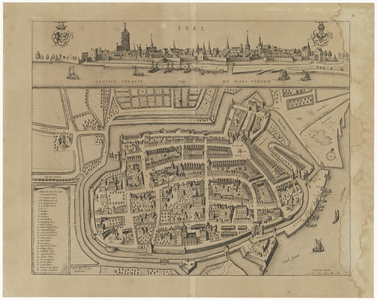 32 Een plattegrond van Tiel, oorspronkelijk uit de 17de eeuw door F. de Wit. Deze plattegrond lijkt zeer veel op de ...