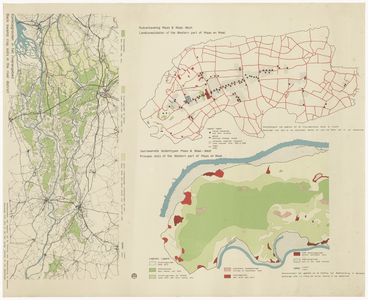51 Een samengestelde overzichtskaart van Maas en Waal-West met een kaartje van de kleigronden, een kaartje van de ...