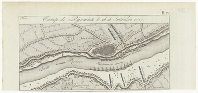 52 Een kaartje met daarop de legerplaats van de Pruisische troepen in het kamp te Rijswijk tegenover Wijk bij ...
