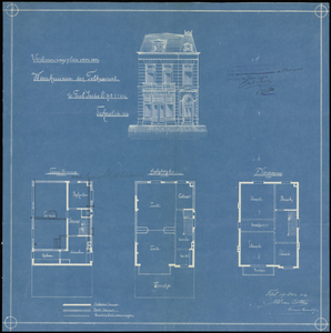 134 Vooraanzicht en plattegronden van het pand Tolhuiswal nummer 31, 1902
