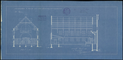 153 Doorsneden van het kerkgebouw Eben Haëzer aan de Gasthuisstraat, 1917