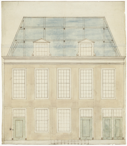 180 Een vooraanzicht van een ontwerp voor het stadhuis aan de Vleesstraat in Tiel, , , [1750]