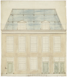 180 Een vooraanzicht van een ontwerp voor het stadhuis aan de Vleesstraat in Tiel, , , [1750]