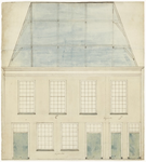181 Een vooraanzicht van een ontwerp voor het stadhuis aan de Vleesstraat in Tiel, , , [1750]