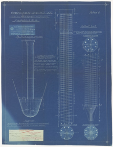 359 Een bouwtekening van de betonijzerconstructie van de palen voor de directeurswoning van de gasfabriek in Tiel, 1913