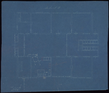 422 Een plattegrondtekening van school D aan de Achterweg en het Cecilënstraatje ingericht als stemlokaal, , , [1930]