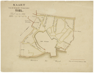 427 Een plattegrondtekening van de kom van de gemeente Tiel, met de grenzen van de kom