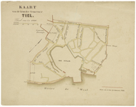 427 Een plattegrondtekening van de kom van de gemeente Tiel, met de grenzen van de kom, 1886