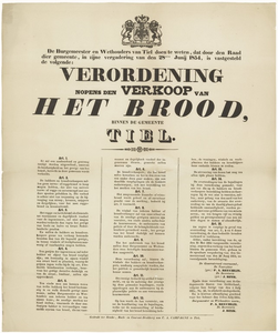 442 Verordening nopens de verkoop van het brood binnen de gemeente Tiel