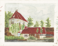 553 Een aanzicht van de Strooitoren in Tiel naar het origineel in het streekmuseum de Groote Sociëteit te Tiel. De ...